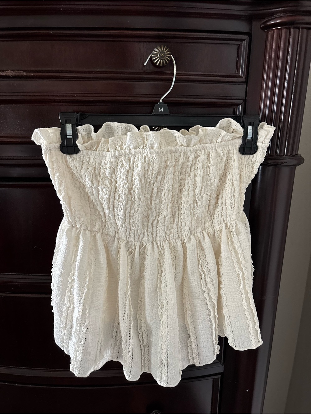 SHEIN Cream Smocked Lace Top